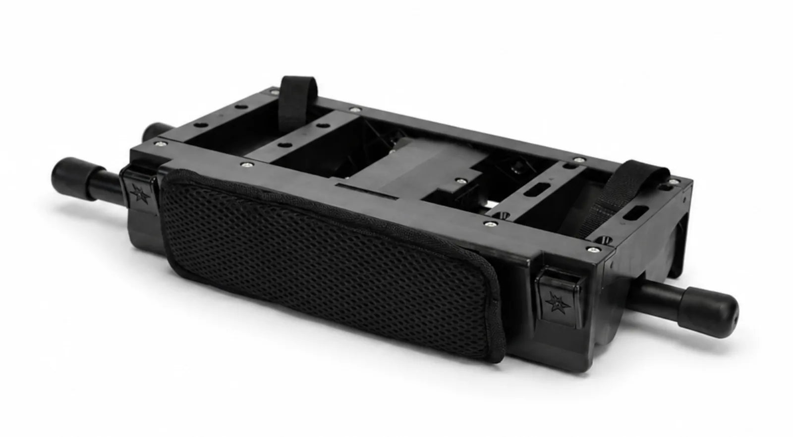 Close-up of the cushioned mesh back pad mounted along the back edge of the Ryzer Go frame