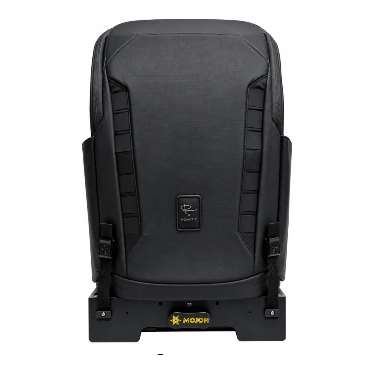 The Ryzer Go closed on Compact Legs, with the legs tucked fully inside the frame at the base of a backpack